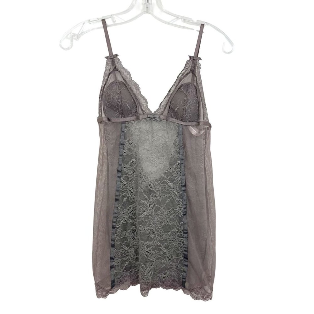 Victoria's Secret Gray Lace Teddy Dress Mini Lingerie - Size Medium